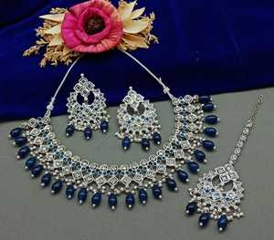 Indian Traditional Kundan Silver Plated Jewellery Set and Copper Necklace Set for Women & <b>Girl</b> Indian <b>Accessories</b> Jewlery Women - Product Image 3