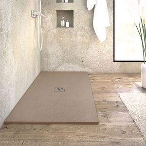 Piatto doccia in marmo resina Greta colore sabbia 25-30mm altezza Box doccia IX-dimensioni 140x70 xh2.5 cm confezione da 1 - Product Image 1