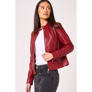 เสื้อแจ็คเก็ตมอเตอร์ไซค์หนังวัวแท้สำหรับผู้หญิง ผู้ผลิตขายส่ง ระบายอากาศได้ดี กันน้ำ แบบถัก - Product Image 1