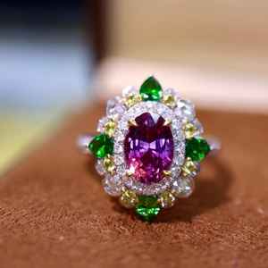 Bague de luxe en or massif 14K bague empilable en améthyste naturelle bague de mariage de mariée bijoux fins en or 14K - Product Image 1