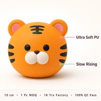 Jouet Squishy Tête de Tigre Mignon, Balle Anti-Stress en PU à Remontée Lente, Jouet Sensoriel Doux, Décoration de Bureau Kawaii, Cadeau de Fête