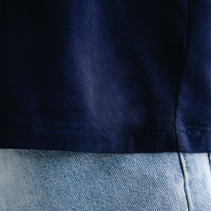 Camiseta de manga corta con cuello alto de algodón orgánico Premium de peso pesado para hombre, diseño básico de corte extragrande con tela de punto - Product Image 6