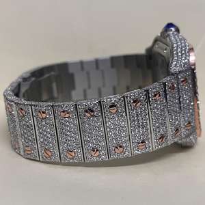 Reloj de Lujo Unisex con Cristal de Diamante, Correa de Acero Inoxidable, Movimiento Mecánico Analógico, Reloj de Moda Premium Estilo Hip Hop, No Resistente al Agua - Product Image 6