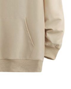 Sudadera con Capucha Beige Lisa Unisex, Sudadera Informal de Forro Polar con Capucha y Bolsillo Tipo Canguro, Ropa de Calle Abrigada para Invierno - Product Image 6