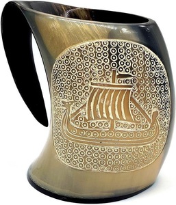 Authentic Eco-Friendly Viking Horn <b>Mug</b> Handmade Buffalo Horn Food Grade Medieval Style Religious Feng Shui Animal Beer <b>Mug</b> - Product Image 2
