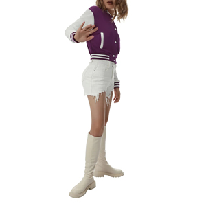 Chaquetas universitarias para mujer Cuerpo de lana Mangas de cuero Chaquetas para mujer Venta al por mayor Chaquetas universitarias Letterman - Product Image 3