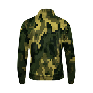 Sudadera con capucha con cremallera completa de camuflaje digital personalizada para hombre, ropa informal de cuello alto, chaqueta con cremallera de camuflaje OEM bordada, estampado tecnológico lavado - Product Image 2