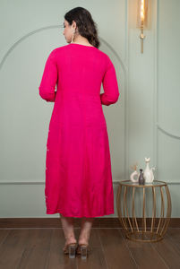 Vestido Anarkali Largo Estampado Floral Vintage para Mujer, Vestidos Casuales Maxi con Estampado Floral para Mujer - Product Image 6