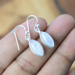 925 argent Sterling pierre de lune pierres précieuses boucles d'oreilles bijoux à la main argent Boho Style boucles d'oreilles bijoux pour femmes cadeau de mariage femme - Product Image 2