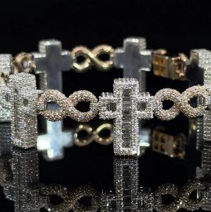 Pulsera cruzada de moissanita, chapado en oro de 18 quilates, regalo certificado VVS1 para ella, joyería de la suerte, pulsera de fe brillante delicada para mujer - Product Image 1