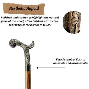 Bâton de marche en bois 36 ''manche incurvé en laiton nouveauté cadeau pour hommes femmes décoratif à collectionner support de marche pour - Product Image 6