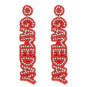 Pendientes de lápiz labial ligeros con diseño de cuentas de semillas coloridas Pendientes de alfabeto con cuentas únicas Joyería bordada hecha a mano - Product Image 5