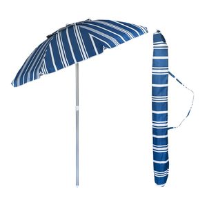 Ombrello da spiaggia antivento blu/azzurro 200cm con borsa tessuto in poliestere resistente palo in metallo 32mm dalla migliore marca di ombrelloni - Product Image 1