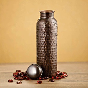Hammered Design 100% Pure <b>Copper</b> <b>Water</b> <b>Bottle</b> with Set of 2 Ayurvedic Health Benefits and Leak Proof Lid Pure <b>Copper</b> <b>Bottles</b> - Product Image 3