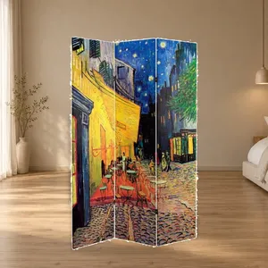 Pantalla Plegable de Lona de Doble Cara con Diseño de la Terraza del Café de Van Gogh por la Noche - Product Image 2
