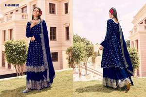 El último diseñador de ropa de fiesta india y pakistaní personalizable bordado Sharara Top y Dupatta Ropa Étnica al por mayor - Product Image 5