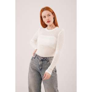 Blusa Blanca para Mujer con Mangas Largas Transparentes, Producto al por Mayor - Product Image 2