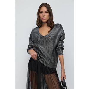 Suéter de Punto Acrílico Vintage con Cuello en V para Mujer, Transpirable, Estilo Casual Otoño/Invierno - Product Image 3