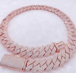 สร้อยคอสุดหรู14K สีโรสโกลด์แบบคิวบาได้รับการรับรองเครื่องประดับเพชรเพชรเพชรโมอิสซาไนท์ฮิปฮอปปรับแต่งได้ทั้งชายและหญิง - Product Image 6