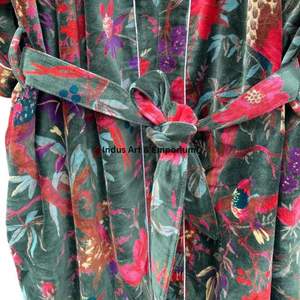 Kimono de Terciopelo de Algodón Estampado a Mano al por Mayor - Product Image 4