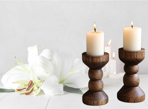 ชุดเทียนไม้ชนบท2ชิ้นทำด้วยมือสำหรับพิธีรำลึกทารกและที่วางเสางานศพจากเวียดนาม - Product Image 3