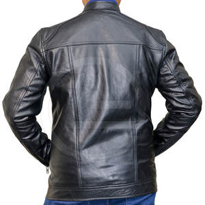 Chaqueta de piel sintética con cintura ajustable para hombre Chaqueta de piel con cremallera para hombre con detalle de hombro elegante - Product Image 3