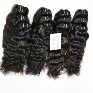 100% sin procesar, cutícula virgen India alineada, paquetes negros naturales, extensiones de cabello humano de templo súper ondulado de onda profunda suelta - Product Image 1