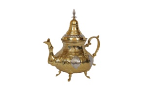 Tetera de latón arte indio Villa diseñador en relieve Mughlai latón tetera para servir té café - Product Image 4