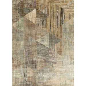 Alfombra Kavi Gris y Negra con Patrón Geométrico, Tejida a Mano con Lana y Seda de Bambú para Uso Doméstico-Srb(731) - Product Image 1