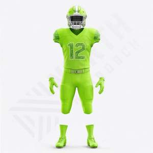 Uniforme de football américain jaune et gris, manches longues, col en V, ensemble, logo personnalisé, numéro, vêtements de performance, taille plus - Product Image 1