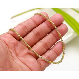 Uncut Yellow Diamond Bead Necklace | Solid 925 Sterling <b>Silver</b> 16" <b>Choker</b> | 2-3mm Raw Canary Diamond Beaded Fine Fashion Jewelry - Product Image 1