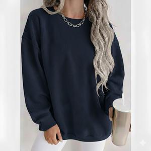 Sweat-shirt à capuche personnalisé pour femme, hiver 2025, logo sur le devant, pull oversize, col rond, tricot lavé, doux, décontracté - Product Image 1