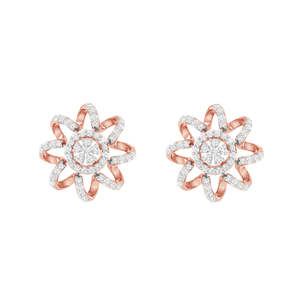 Achetez des boucles d'oreilles en argent sterling 925 de qualité supérieure pour femmes et filles, tendance, avec diamants, en or rose, en forme de fleur ou de cœur, pour les fiançailles - Product Image 1