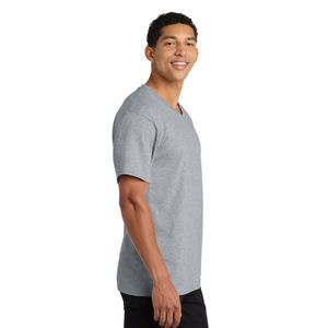 Camiseta de algodón con cuello en V para hombre, suave, transpirable, de manga corta, informal, de color sólido, para uso diario. - Product Image 4