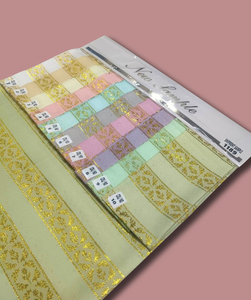 Elegante 100 por ciento de poliéster Roto Jari tela teñida con motivo metálico dorado brillante para prendas étnicas decoración del hogar y artesanía - Product Image 1