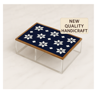 Boîte de rangement de luxe carrée en bois d'acacia et acrylique, design islamique, avec couvercle, faite à la main, personnalisée, cadeau premium du Ramadan pour dattes et fruits secs