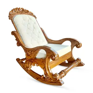 Chaise à bascule personnalisée OEM en bois massif Chaise à bascule de dernière conception à vendre par les exportateurs indiens
