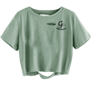 Camisetas elegantes de media manga con cuello redondo y diseño personalizado para mujer, camisetas recortadas hechas en Pakistán - Product Image 4