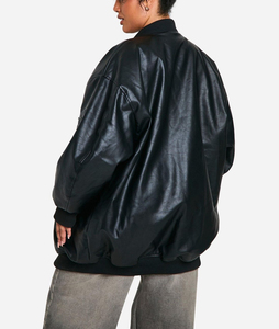 Premium Quality Sheep Skin Custom High Quality Quilted Cotton Lined Oversized Women's Varsity Jacket - Product Image 3