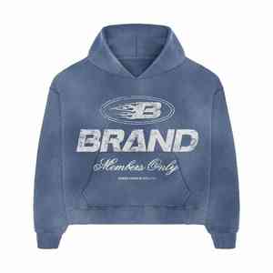 Sweats à capuche en molleton délavé à l'acide solide avec des designs de logo personnalisés sur le devant, écologiques, OEM et ODM disponibles pour les commandes en gros - Product Image 2