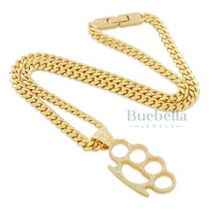 Iced Knuckle Dusters Hip Hop Pendant Necklace Moissanite Bling <b>Mens</b> Streetwear Jewelry 18k Gold Plated Custom Trendy <b>Chain</b> - Product Image 3