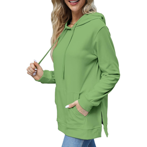 Sweat-shirts en molleton de coton brodés à capuche pour femmes grandes tailles, respirants, coupe-vent, décontractés, longueur standard, personnalisables - Product Image 3