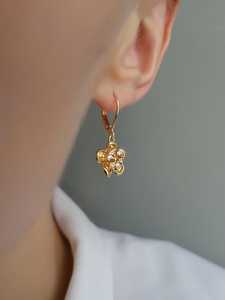 Emerald Natural Sterling <b>Silver</b> Dainty Flower <b>Huggie</b> <b>Earrings</b> Gifts for Her - Product Image 3