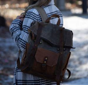 Premium Leather Canvas Luxury <b>Backpack</b>-Breathable & Eco-Friendly Laptop Travel School <b>Backpack</b> OEM Supplier LCBP-0193 - Product Image 2