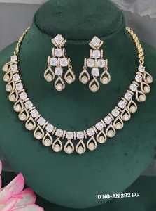 Moda de moda Mehandi CZ Mossinaite Kundan Collar SKU AN 292 BG/ - Product Image 2