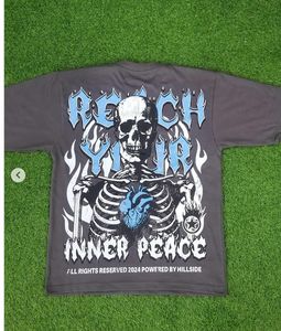 T-shirt imprimé DTG surdimensionné avec col rond manches courtes Y2K Skull Brand Plus Size Sports Short Sleeve Shirt - Product Image 1