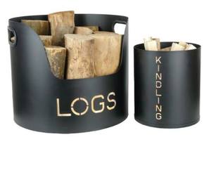 Ensemble de 2 seaux en métal pour bûches et bois de chauffage, ensemble de seaux pour foyer pour le chauffage domestique - Product Image 2