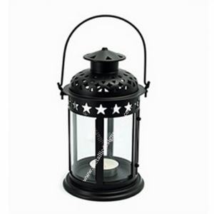 Linterna de metal negro elegante hecha a mano con recortes florales, paneles de vidrio y lazo colgante, portavelas de Navidad para interiores y exteriores - Product Image 5