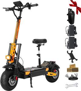 Trottinette électrique à double moteur 7000W pour adultes – Vitesse maximale de 55 MPH, autonomie de plus de 65 milles, pneus tout-terrain de 13 pouces, guidon réglable - Product Image 1