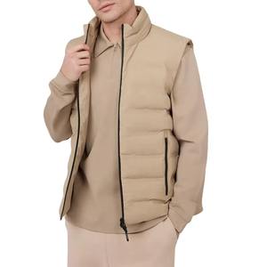 Hot Selling 2025 Winter Wear Puffer Jacket Stand Waterproof Hooded High Quality Polyester Fabric Solid Beige Color Zipper Style - Product Image 5